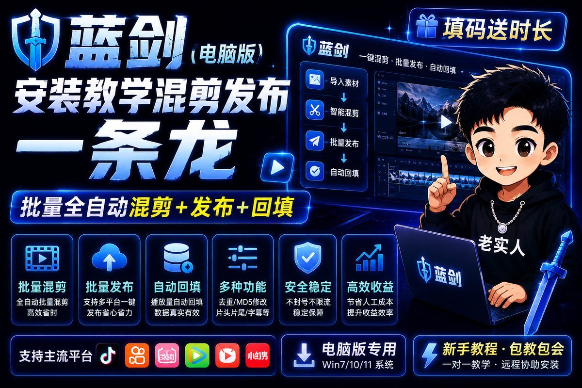 蓝剑电脑版混剪发布一条龙