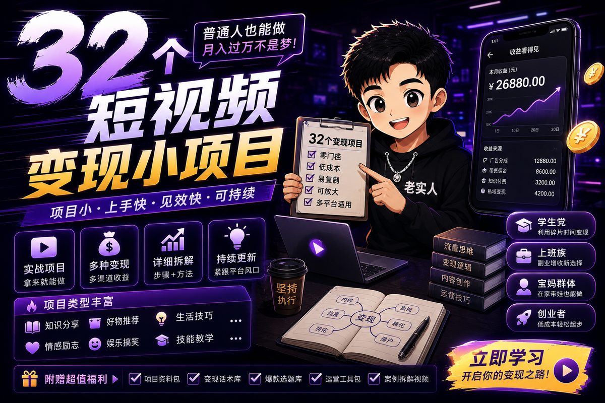 32个短视频变现小项目
